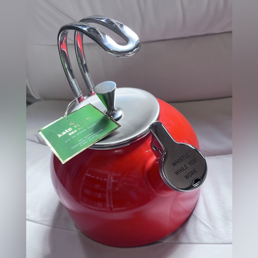 NWT Kate Spade Apple Red Whistling Tea Kettle
